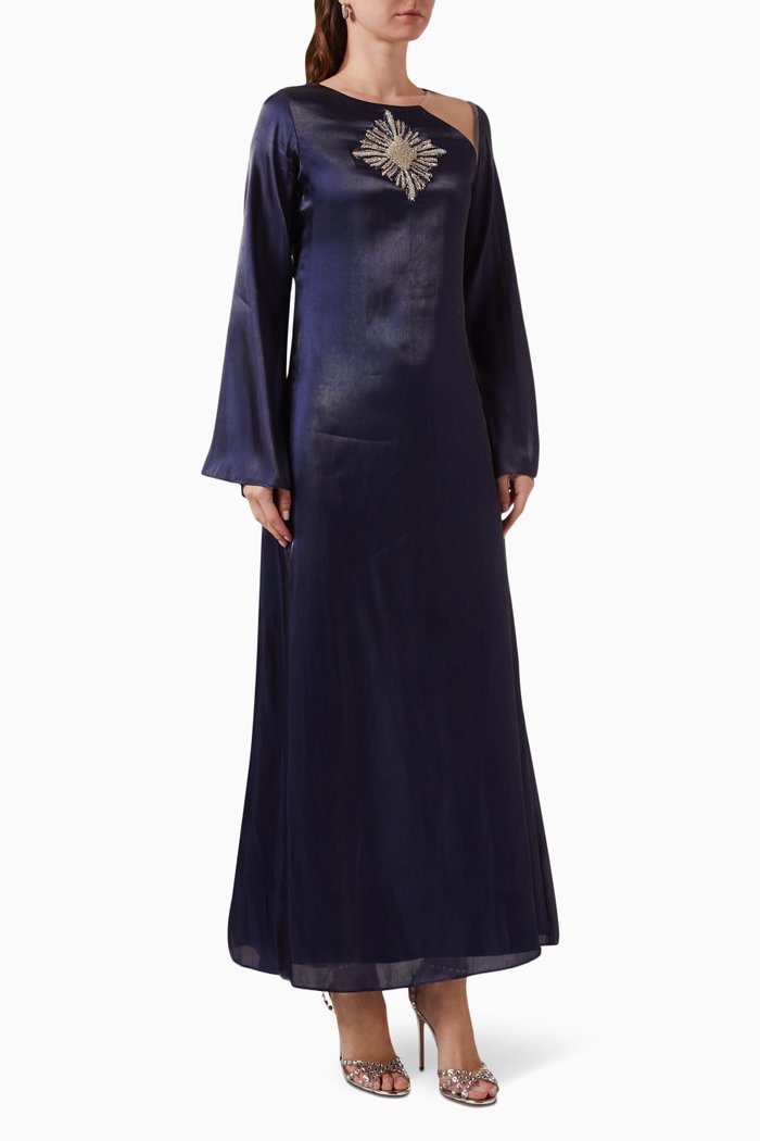 

Bead-embellished Kaftan in Organza, Blue