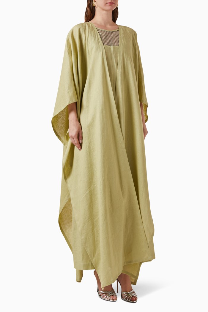 

Cape & Dress Set in Linen, Green