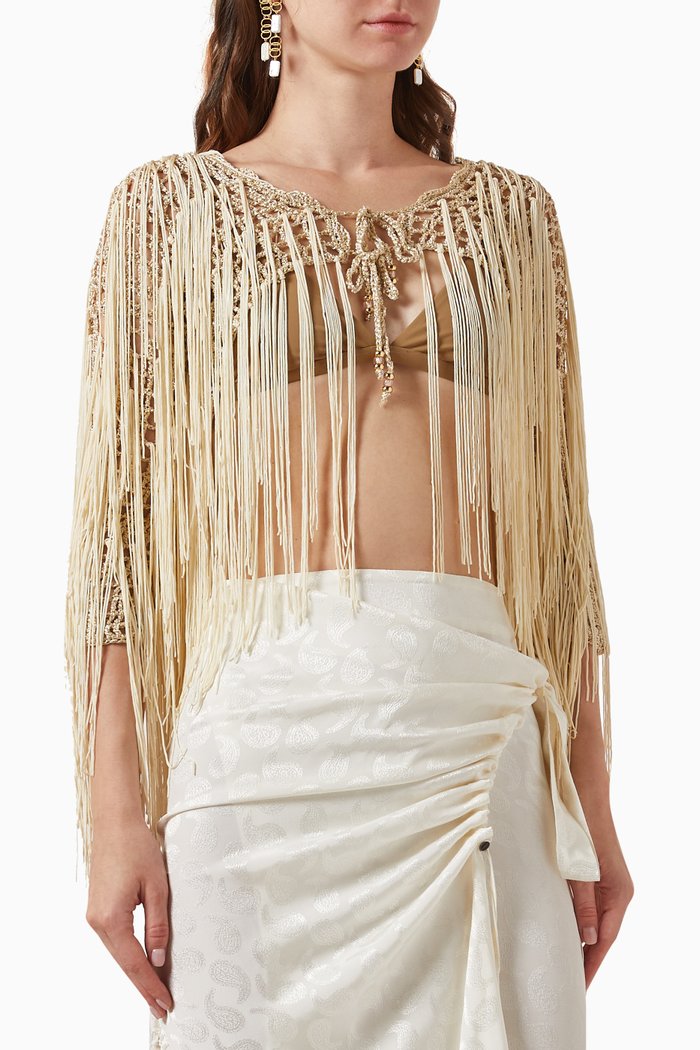 

Cropped Cardigan in Crochet, Gold