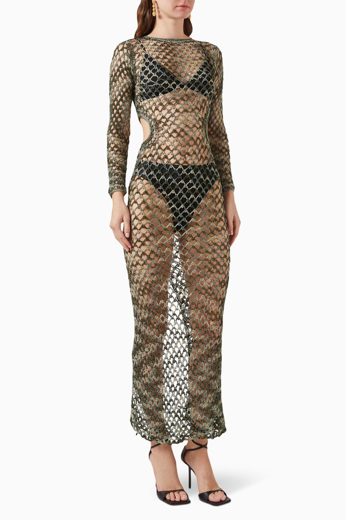 Pico Cut-out Dress in Crochet, Multicolour