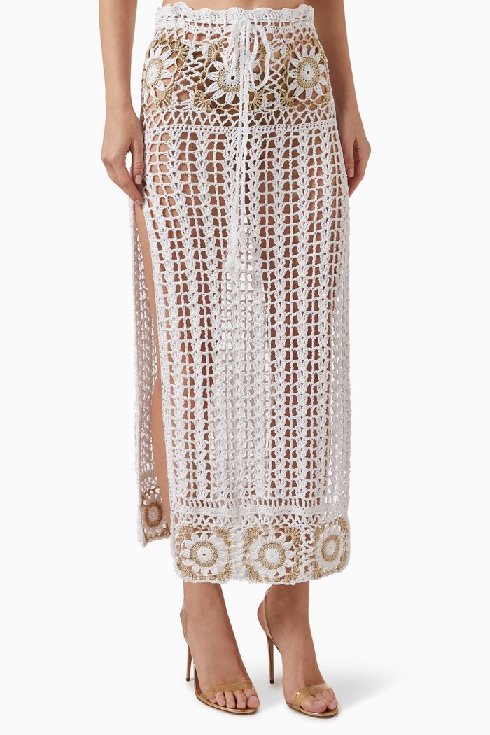 

Motif Long Skirt in Crochet, Neutral