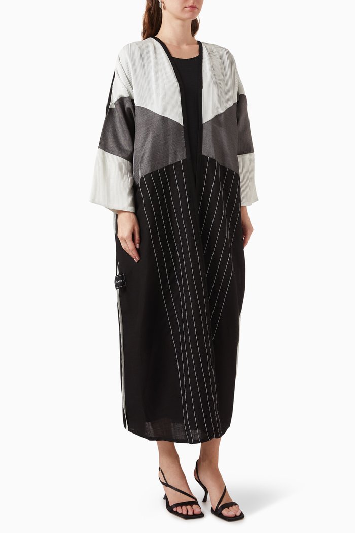 

Bisht Embroidered Abaya in Mixed Crepe, Multicolour
