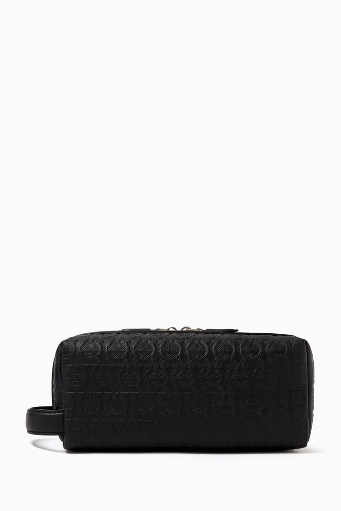 

Gancini Travel Pouch in Leather, Black
