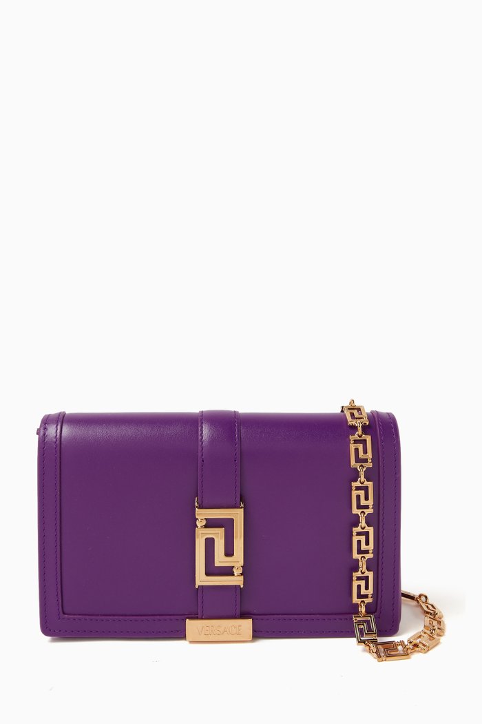 

Greca Goddess Wallet on Chain in Leather, Multicolour