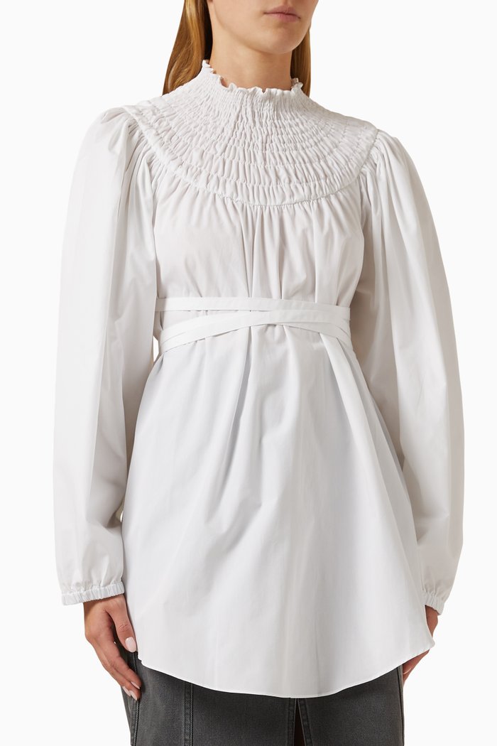 

Smock Collar Tunic in Organic Cotton, White