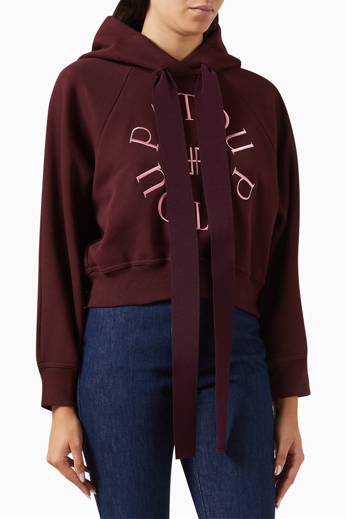 

Medallion Logo Crop Hoodie in Organic Cotton, Burgundy