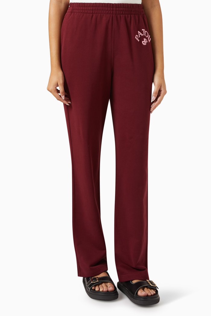 

Bouclette-embroidered Sweatpants in Organic Cotton, Burgundy