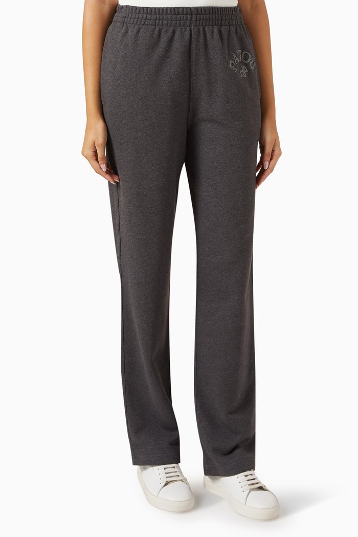 

Bouclette-embroidered Sweatpants in Organic Cotton, Grey