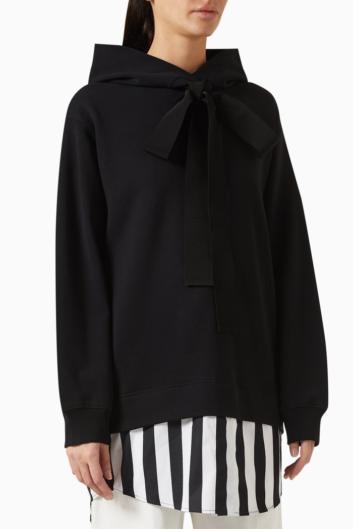 

Trompe l'oeil Hoodie in Organic Cotton, Black