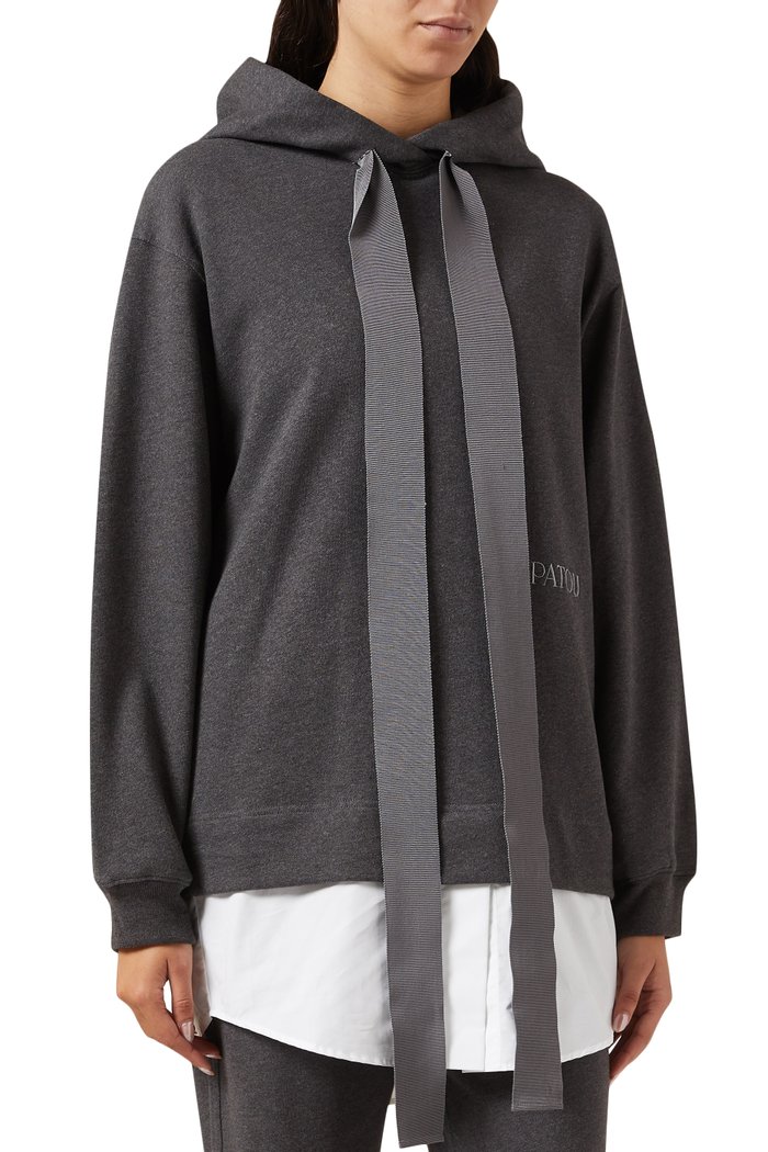 

Trompe l'oeil Hoodie in Organic Cotton, Grey