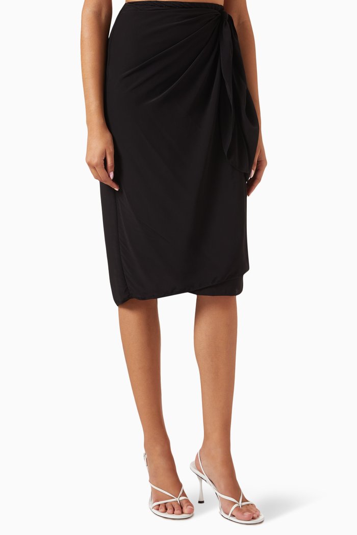 Sarong Skirt in Crepe, Black