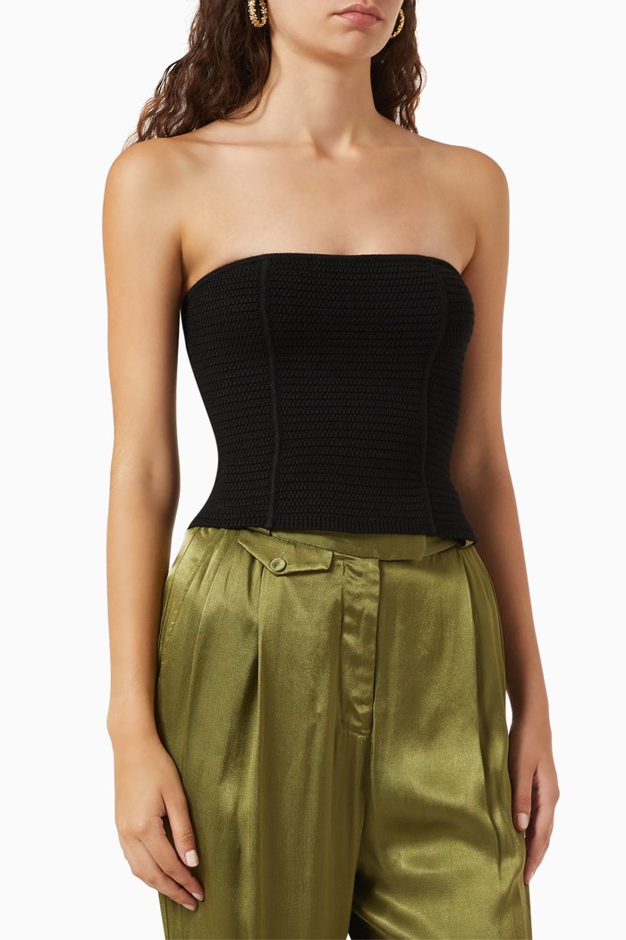 

Eve Panelled Tube Top in Viscose-blend, Black