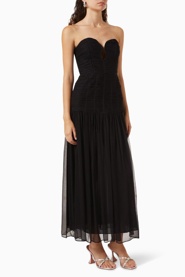 

Isola Strapless Midi Dress in Viscose, Black