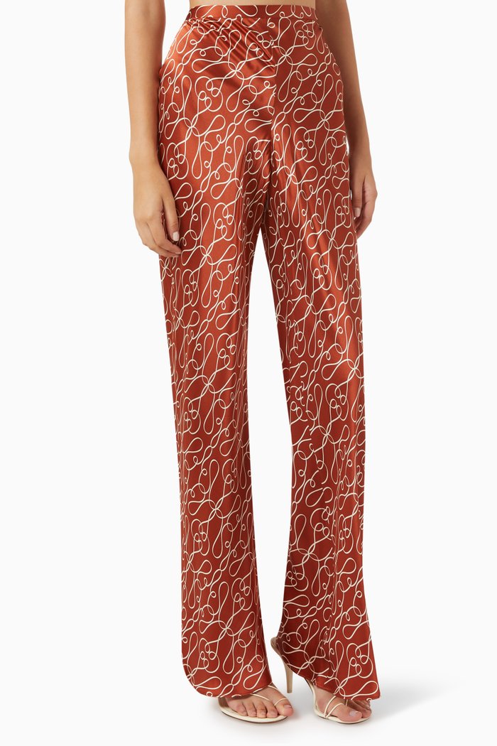 

Artisti Printed Pants in Silk Satin, Orange