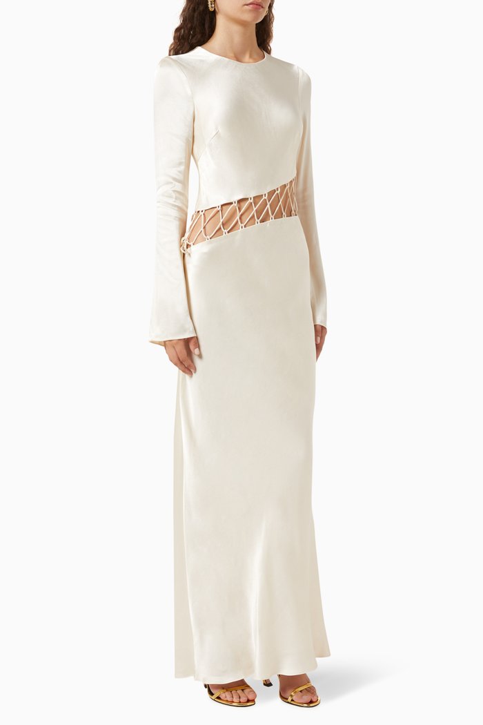 

Arienzo Asymmetrical Maxi Dress in Viscose-blend, Neutral