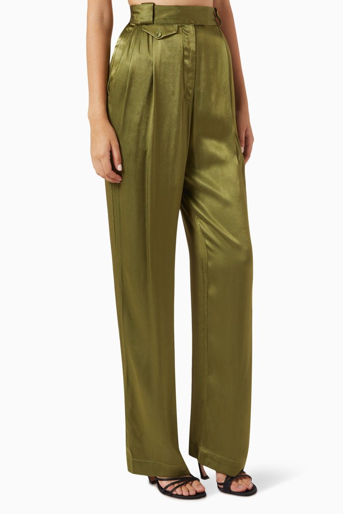 Arienzo High-rise Straight-leg Pants in Viscose-blend, Green