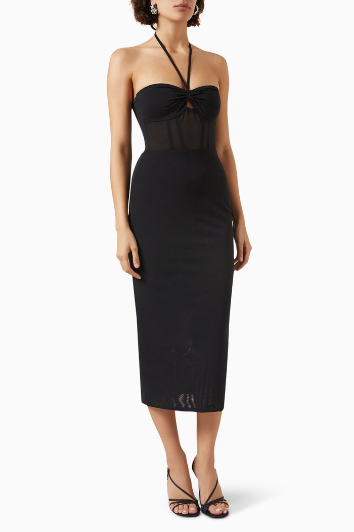 

Jasmine Halterneck Dress, Black
