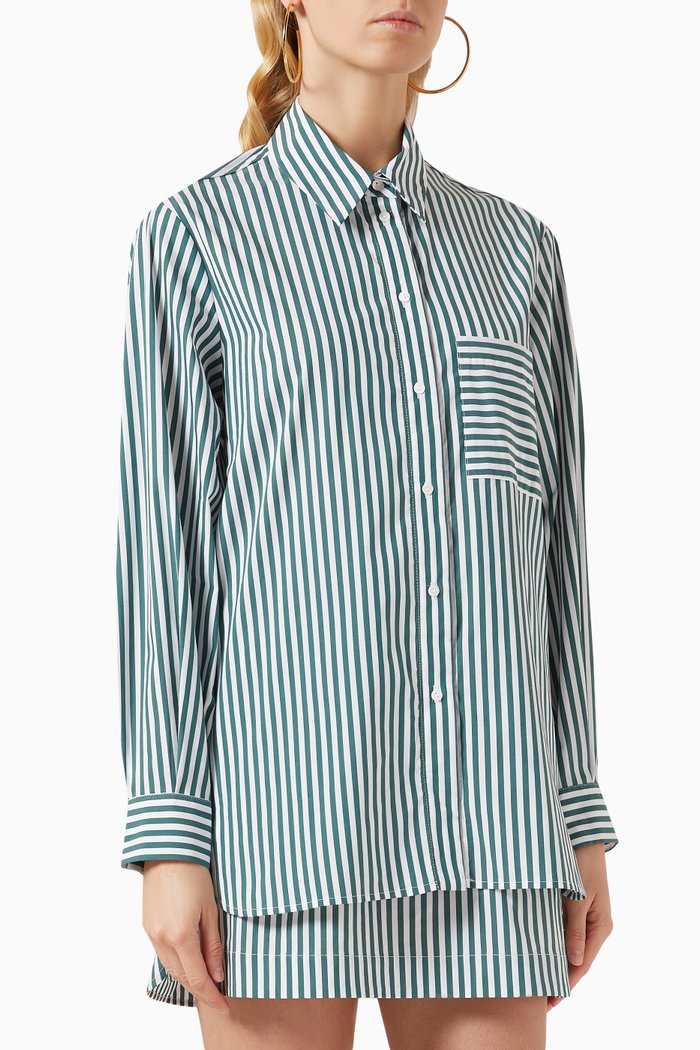 

Chosen Stripe Shirt in Cotton, Green