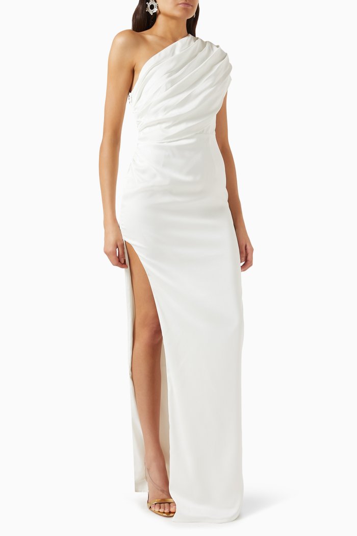 

Luna One-shoulder Gown, White