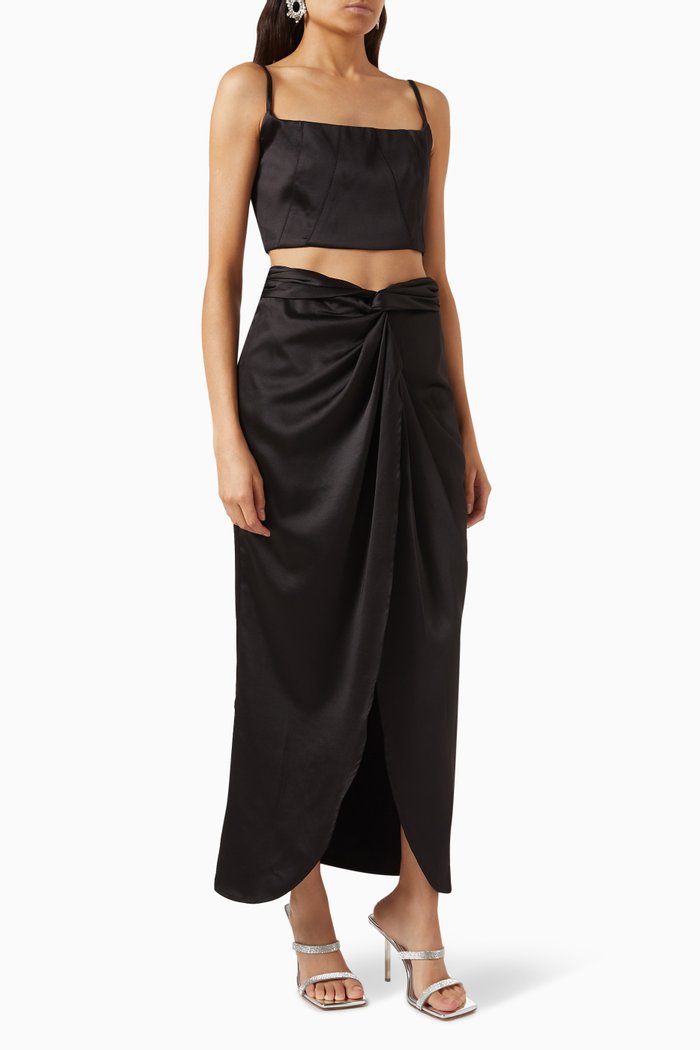 Marcus Top & Skirt Set, Black