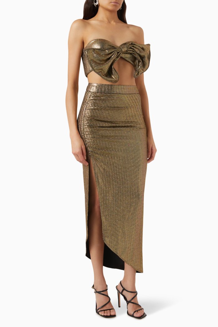 Payola Crop Top and Skirt Set, Gold