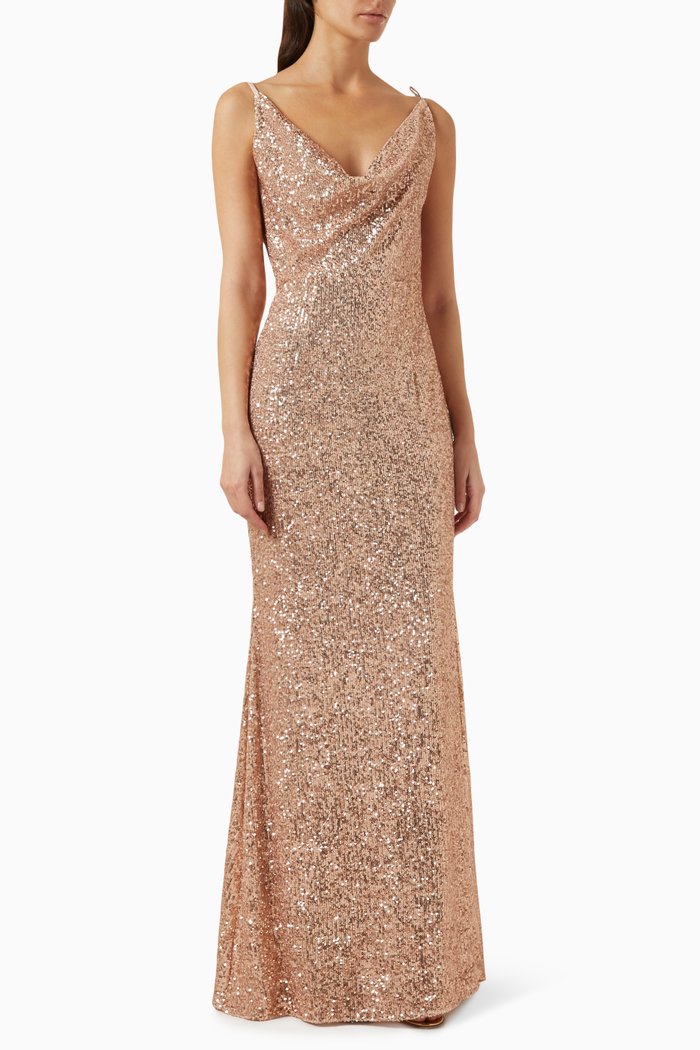 

Rachel Cowl-neck Gown, Rose gold