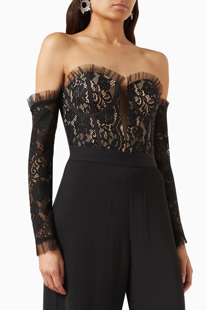 

Sharon Off-shoulder Bodysuit, Black