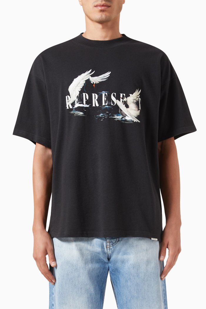 

Swan Logo-print T-shirt in Cotton, Black