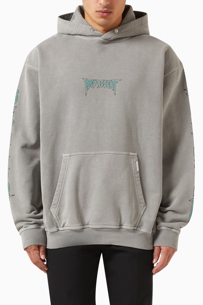 

Rock Logo Hoodie in Cotton, Grey