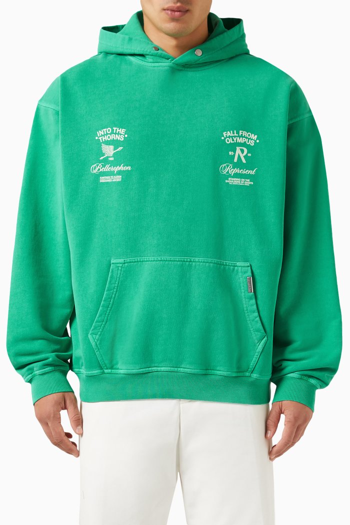 

Fall From Olympus Hoodie in Cotton, Green