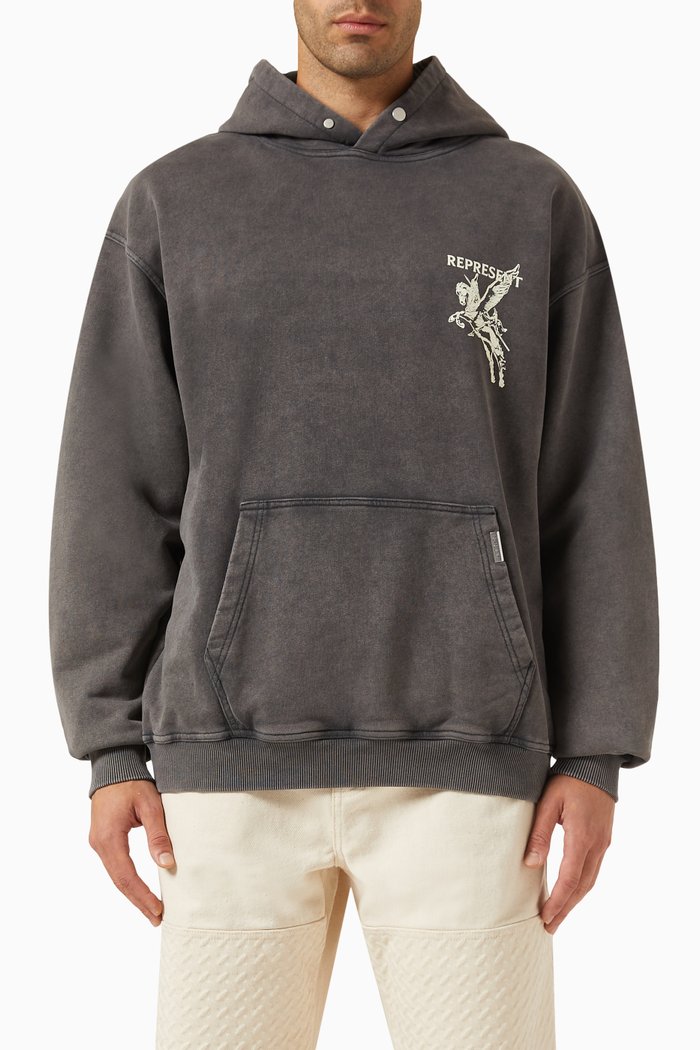 

Power & Speed Graphic-print Hoodie in Cotton, Grey