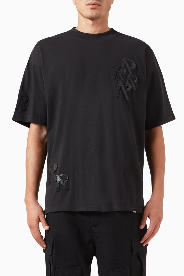 

Applique Initial T-shirt in Cotton, Black
