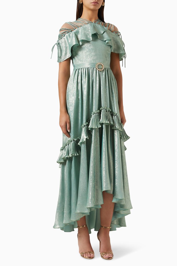 

Ruffled Maxi Dress, Green