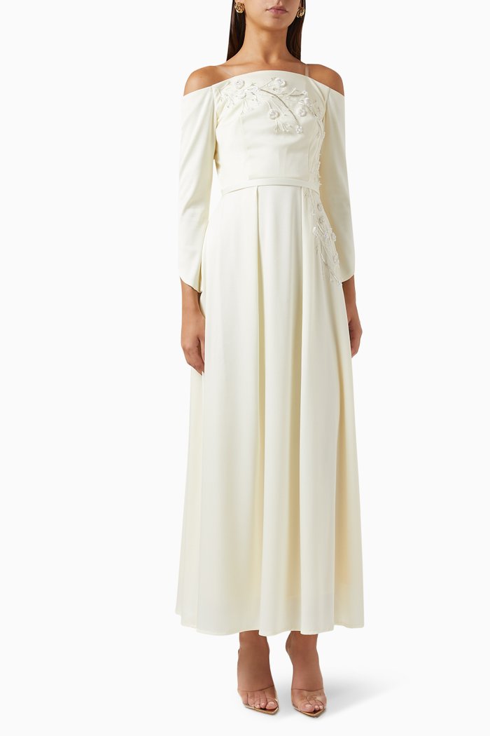 

Off-shoulder Embellished Maxi Dress, Yellow