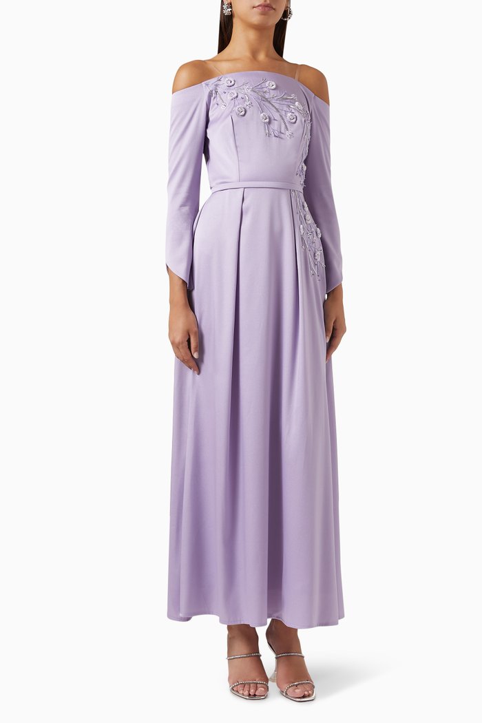 

Off-shoulder Embellished Maxi Dress, Purple