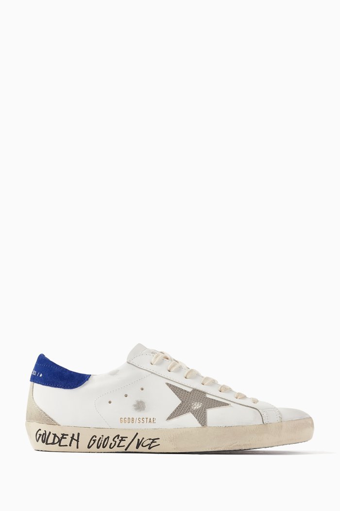 

Super-star Distressed Sneakers in Leather, White