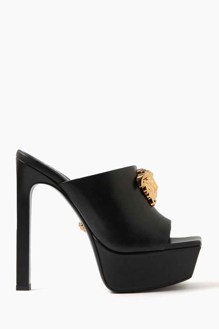 

La Medusa 140 Platform Mules in Leather, Black