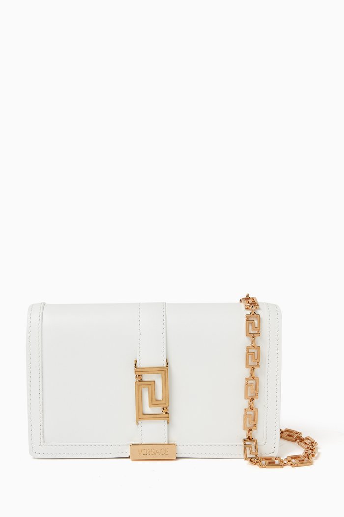 

Mini Greca Goddess Bag in Leather, White