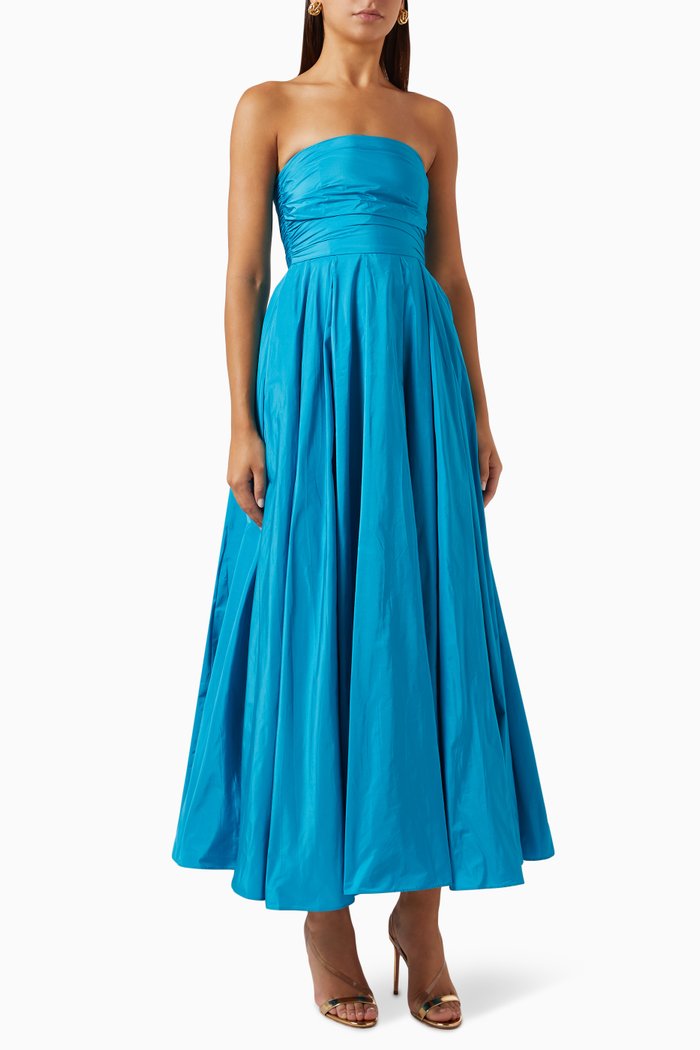 

Cachi Strapless Dress in Taffeta, Blue