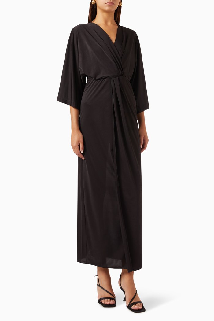 

Finezza Draped Dress in Jersey, Black