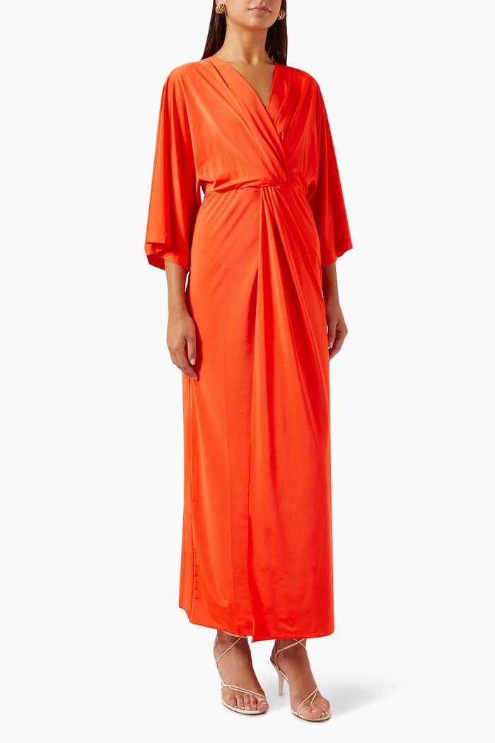

Finezza Draped Dress in Jersey, Orange
