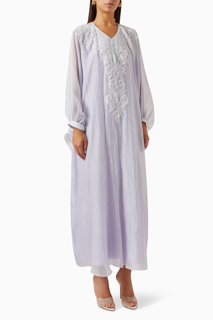 

Sequin-embroidered Kaftan in Organza, Purple