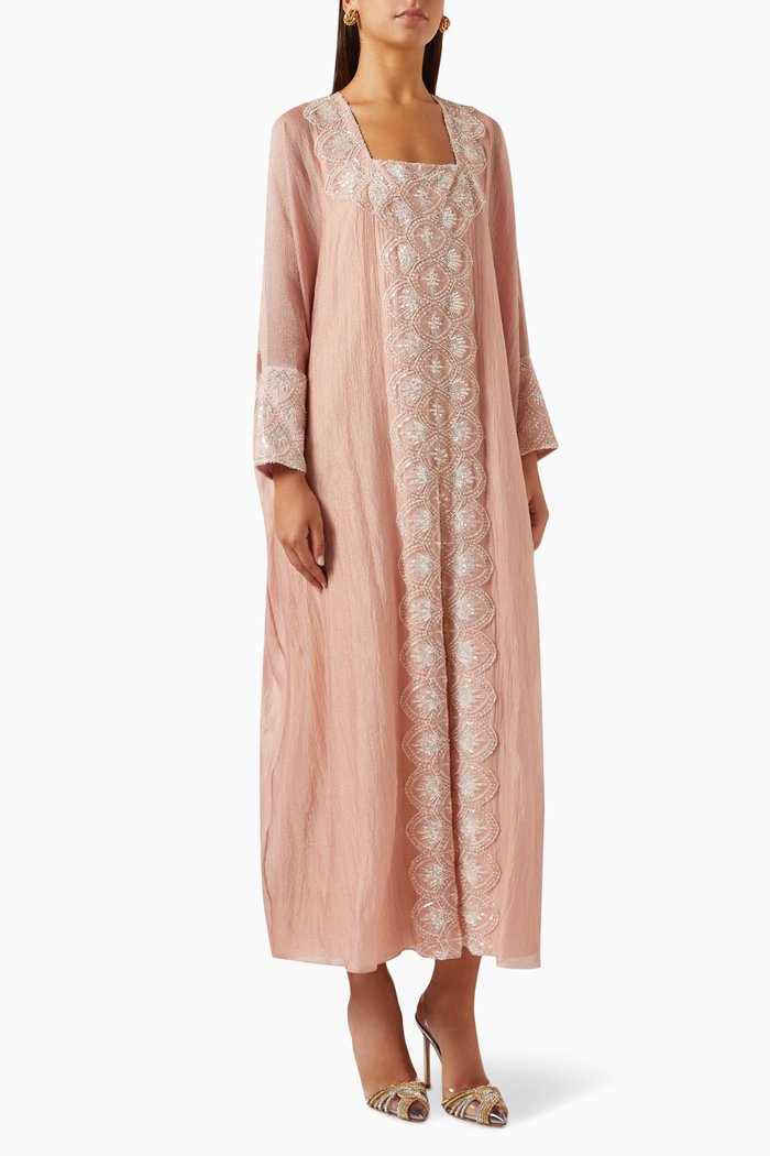 

Embroidered Kaftan in Organza, Orange