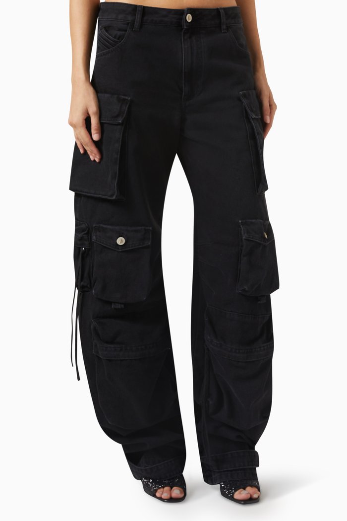 

Fern Oversized Cargo Pants in Denim, Black