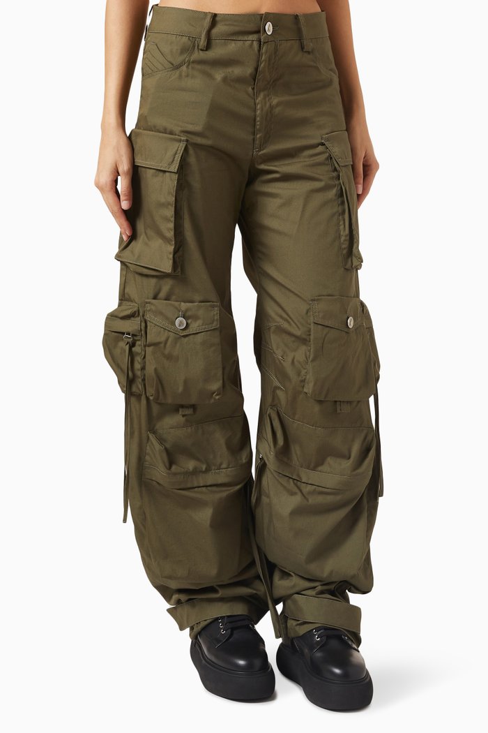 

Fern Oversized Cargo Pants in Satin, Green