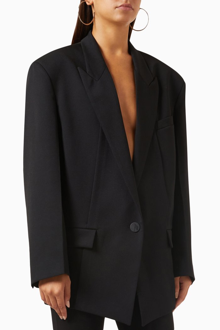

Glen Oversized Blazer in Wool, Black