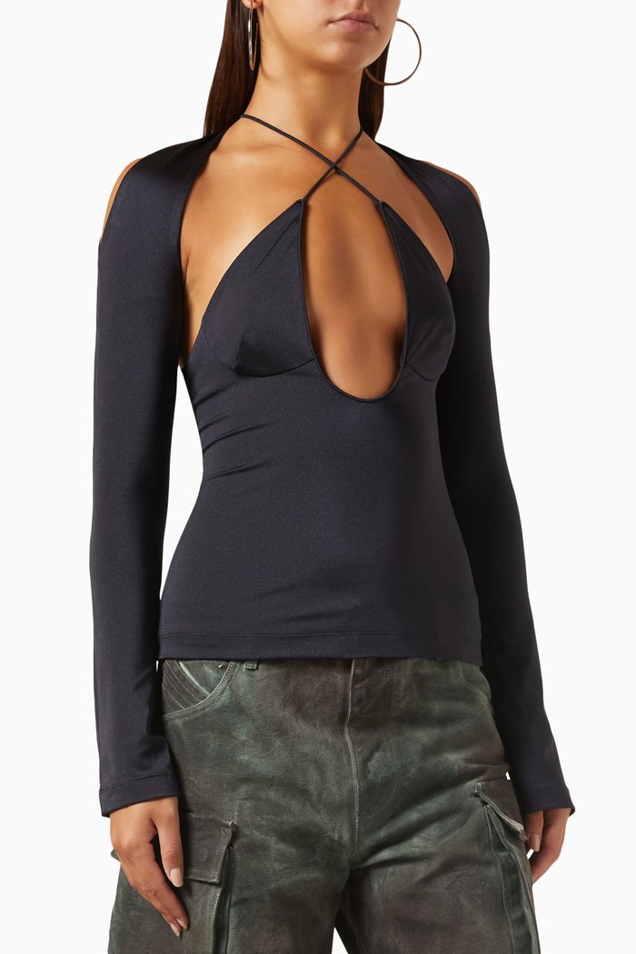 

Zane Cut-out Top in Lycra, Black