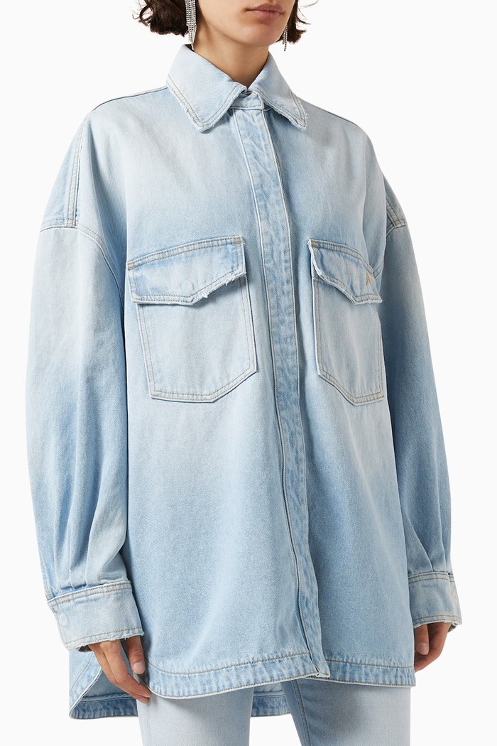 

Oversized Short Coat in Denim, Blue
