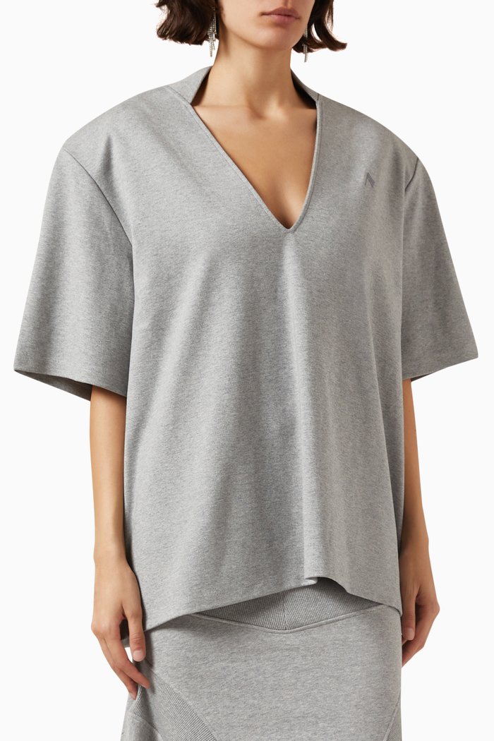 

Oversized Structured T-shirt in Cotton-fleece, Grey