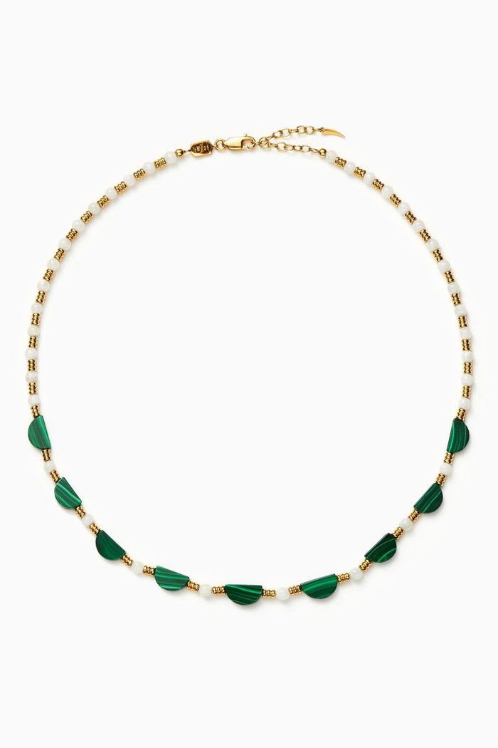 

Zenyu Gemstone Beaded Choker in 18kt Recycled Gold-plated Brass, Green